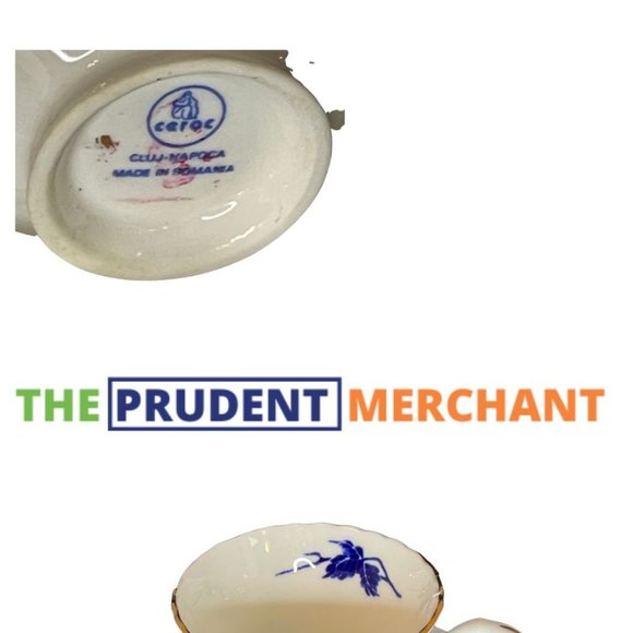 Vintage Bone China Coffee Espresso Tea Set Royal Blue Floral Romanian - Picture 7 of 7